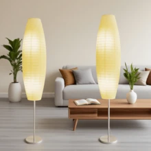 HonoDing Paper Floor Lamp, 59'' Minimalist Japanese Lamp, Perfect For Living Room, Office, Bedroom, Kids Room, Reading, Home Decor- No Bulb(Oval 2 Pack) - 查看 1