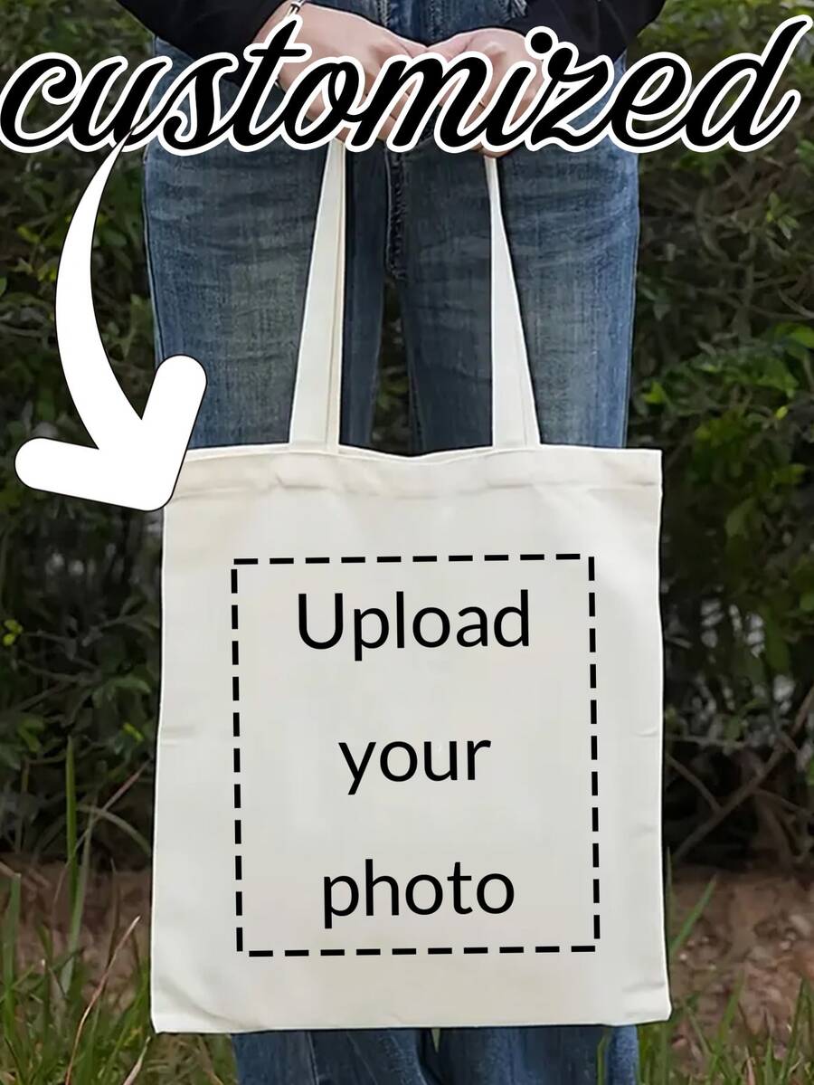 包包，旅行必备，女士单肩包，女士手提包，纯色女士包，适合旅行，适合购物，可定制照片，DIY，生日礼物，情人节礼物，送给女朋友，男朋友，孩子，母亲节礼物，父亲节礼物，万圣节礼物，圣诞节礼物，大容量，可折叠，轻便，时尚，简约，百搭，尽显魅力 - 米色 - 查看 1