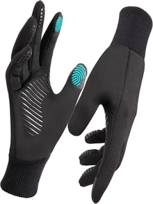 Guantes de invierno para hombres, guantes táctiles para ciclismo y senderismo en clima frío - Negro - Ver 1