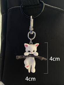 Lindo llavero colgante de adorno 3D de dibujos animados de koala, gato, pollito, perro, mono, ratón - Blanco - Ver 5