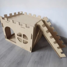 Wooden Rabbit Nest Rabbit Toy Castle Detachable Creative Splicing Rabbit Wooden House Solid Wood Hamster Hiding House Hiding Place Playhouse With Stairs Habitat - Rabbit Castle - View 13