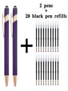 21-55 Stücke/Set Metall Kugelschreiber mit einziehbarer Spitze und Touchscreen-Stylus - Reibungsloser Schreibfluss, rutschfester Griff, kompatibel mit verschiedenen Geräten, inklusive schwarzer Tintenfüllung, geeignet für den täglichen Gebrauch