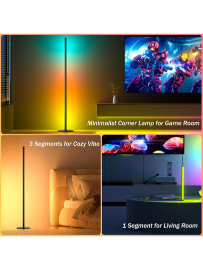 Slimme LED Multi RGB IC Vloer Coner Lamp Music Sync, Moderne 16 Million Changing St ing Mood Verlichting APP Remote Control, DIY Modes Timer Bedroom Gaming Room Living view 7