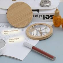 1 oglindă de machiaj din lemn, oglindă rotativă pentru birou, oglindă de toaletă pentru căminul studențesc, oglindă de înfrumusețare