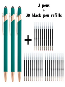 21-55 Stücke/Set Metall Kugelschreiber mit einziehbarer Spitze und Touchscreen-Stylus - Reibungsloser Schreibfluss, rutschfester Griff, kompatibel mit verschiedenen Geräten, inklusive schwarzer Tintenfüllung, geeignet für den täglichen Gebrauch