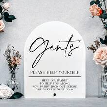 1pc Gents & Ladies Acrylic Sign, Gents & Ladies Bathroom Sign,Contemporary Acrylic Wedding Bathroom Sign With Holder - "Please Help Yourself" His & Hers Hospitality Basket Decor, Battery-Free Tabletop Sign For Wedding Receptions & Events,Engagement Party Desk Decor, Reception And Bridal Shower, Acrylic Sign With Stand, Wedding Party Favors