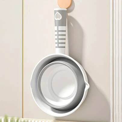 Durable Folding Water Spoon - Large Thick Plastic With Long Handle, White And Grey Design, Suitable For Kitchen And Bathroom Use, Bathroom Accessories | Foldable Design | Durable Structure