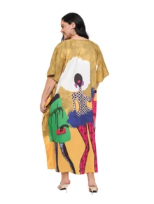 Gypsie Blu Plus Size Kaftan For Women Loungewear Nightdress Summer Night Gown Maxi Length Caftan - 芥末黃 - 查看 5
