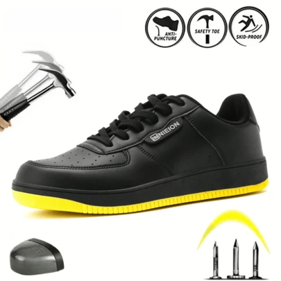 Zapatos de trabajo, zapatos para hombres, zapatos de trabajo para hombres, zapatos de trabajo para mujeres, zapatos de tenis, zapatos al aire libre, cabezal de acero anti aplastamiento, anti punción, antideslizante, absorción de choque, resistente al desgaste, resistente al desgaste, simple para todos los días, de pie por mucho tiempo sin cansars