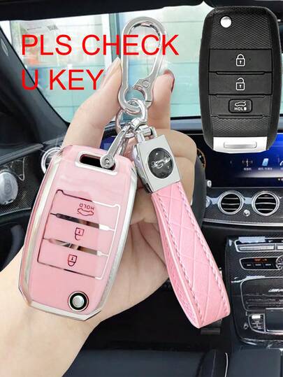 带汽车标志装饰的钥匙扣套，适用于起亚 K3、K5、K2、KX3、K4、KX5、嘉年华、索兰托、Carens 钥匙壳配件