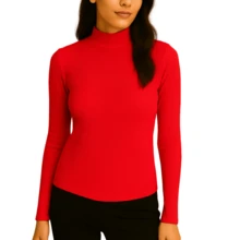 Kit com 3 Blusa Feminina Manga Longa Cacharrel Ribana Algodão Premium Básico Gola Alta