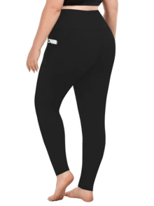 4-Pack Plus Size High Waisted Yoga Pants With Pockets - Tummy Control Workout Tights, Buttery Soft & Squat Proof | Perfect For Summer Outfits For Women, Vacation Wear & Spring Outings - 4 cái (màu đen) - Xem 3