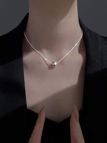 1pc Minimalist Beaded Choker Necklace, Simple Bead Clavicle Chain (Random Bead Quantity), Suitable For Daily Wear, Gift For Women