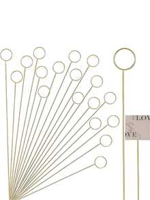 40 piezas - Soporte para tarjetas de flores de metal, soporte para tarjetas de ramos de flores de metal y etiqueta de flores en forma de corazón, adecuado para decoración de ramos, decoración del soporte de flores de la boda, soporte para tarjetas de fotos, decoración del soporte de flores, bendición de fiesta, empaquetado de flores, banquete, festival, fiesta, boda, cumpleaños, aniversario, decoración de mesa, ceremonia de graduación del Día de la Madre, soporte de ramos multifuncional (en forma de corazón) - Dorado - Ver 11