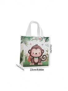 6/12 Peças Sacolas de Presente Aleatórias, Sacolas de Presente para Festa na Selva, Sacolas Não Tecidas, Sacolas de Compras com Estampa de Animais da Floresta, Sacolas de Embalagem de Presentes de Suprimentos de Escritório, Presentes de Festa, Sacolas de Presente e Suprimentos para Festa de Aniversário