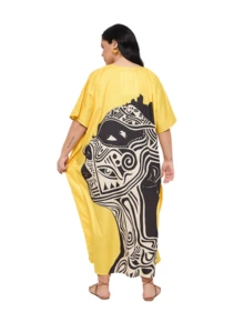Gypsie Blu Kaftan Dress For Women  Beach Swimsuit Coverup Lounge Wear Housedress Long Caftan - 黃色 - 查看 5