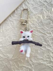 Lindo llavero colgante de adorno 3D de dibujos animados de koala, gato, pollito, perro, mono, ratón - Blanco - Ver 4