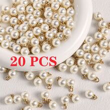 20 piezas/40 piezas/80 piezas Colgante redondo de perla ABS falsa vintage elegante y brillante, manualidades DIY para decoración del árbol de Navidad, accesorios de joyería para mujer para collar, pulsera, pendiente, bolso y cadena, adecuado para trabajo y uso diario