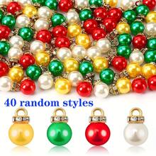 20 piezas/40 piezas/80 piezas Colgante redondo de perla ABS falsa vintage elegante y brillante, manualidades DIY para decoración del árbol de Navidad, accesorios de joyería para mujer para collar, pulsera, pendiente, bolso y cadena, adecuado para trabajo y uso diario