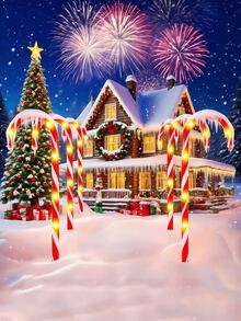 1 Christmas Candy Cane Light, Snowflake/Star Unique Candy Cane Light, Outdoor Camping Christmas Decorative Rattan Light, Lawn, Patio, Garden Christmas Tree Indoor And Outdoor Decor, Christmas Garden, (1 Set Of 5/10 Canes) Toys, Birthday Decorations! Wedding Decorations, Ambient Lights! - Suitable For Camping, Home Decoration, Outdoor Decoration