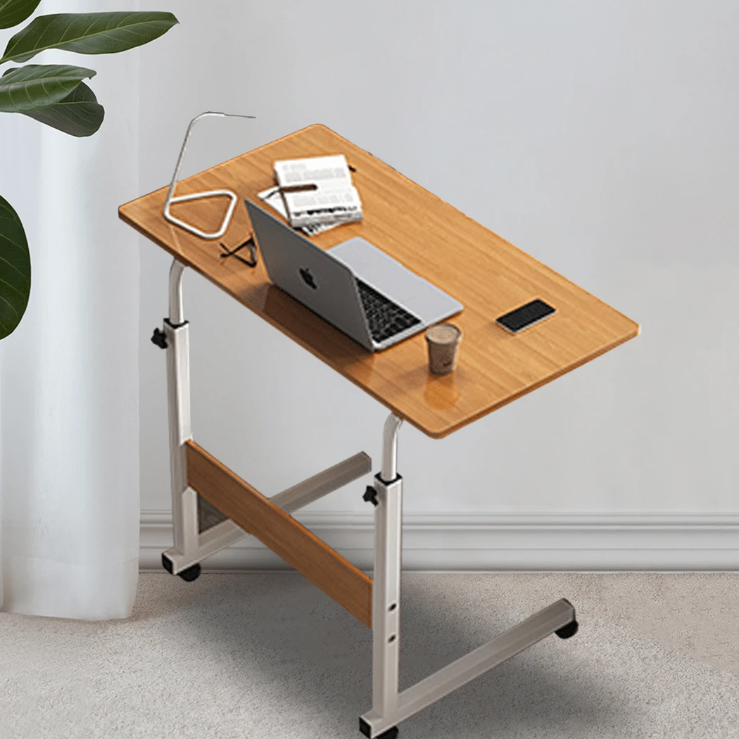 PORIYA 360° Mobile Laptop Desk  Adjustable Bedside & Portable Computer Stand With Lockable Wheels | Study, Work, Gaming Anywhere - 棕色 - 查看 1