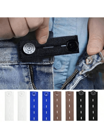 5/8 peças de botões elásticos ajustáveis para extensão de cintura - Expansor de cós de calça removível em preto, azul, branco, cinza e bege - Ajuste fácil para calças e jeans soltos, ajustador de tamanho de jeans | Textura canelada | Acabamento liso