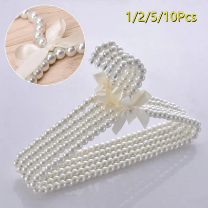 1/2/5/10 Stück Perlen Dekor Schleifen 40cm Kunststoff Kleiderbügel, Perlen dekorierte Kleiderbügel, Erwachsenenkleidung, Prinzessin Kleider Clips, Hochzeitskleider Bügel