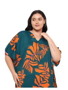 Gypsie Blu Women Kaftan Dress Plus Size Beach Coverup Loungewear Nightdress Summer Night Gown Maxi Length Caftan - 青色 - 查看 4