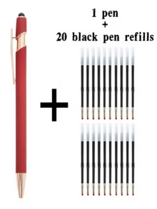 21-55 Stücke/Set Metall Kugelschreiber mit einziehbarer Spitze und Touchscreen-Stylus - Reibungsloser Schreibfluss, rutschfester Griff, kompatibel mit verschiedenen Geräten, inklusive schwarzer Tintenfüllung, geeignet für den täglichen Gebrauch