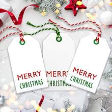 30 قطعة من علامات هدايا عيد الميلاد - علامات كرافت احتفالية بخيط أخضر/أحمر وأبيض - مثالية لتغليف هدايا العطلات!