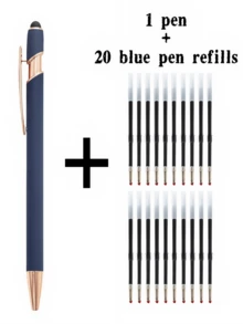 21-55 Stücke/Set Metall Kugelschreiber mit einziehbarer Spitze und Touchscreen-Stylus - Reibungsloser Schreibfluss, rutschfester Griff, kompatibel mit verschiedenen Geräten, inklusive schwarzer Tintenfüllung, geeignet für den täglichen Gebrauch