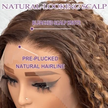 200% 密度 #4/27 高光渐变假发 Jerry 卷发假发 Bob 假发 13x4 高清透明蕾丝前假发 蜜金色假发 女士预拔假发 短假发 深波浪假发 无胶婴儿发 自然发际线 易于造型 巴西头发 初学者前假发 日常尺寸混合假发 - SP4/27 - 查看 8