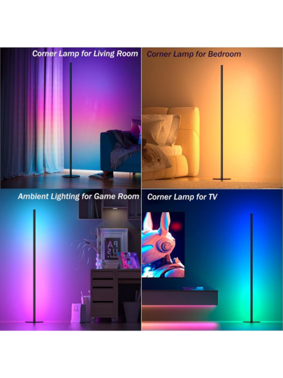 Slimme LED Multi RGB IC Vloer Coner Lamp Music Sync, Moderne 16 Million Changing St ing Mood Verlichting APP Remote Control, DIY Modes Timer Bedroom Gaming Room Living view 4