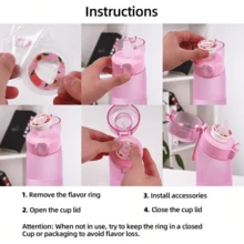 1 件，运动水壶，带 1 个随机熊形调味豆荚，0 糖和 0 卡路里调味杯，便携式饮水壶，非常适合生日、复活节、母亲节礼物、健身、跑步、户外 - 彩色 - 查看 11