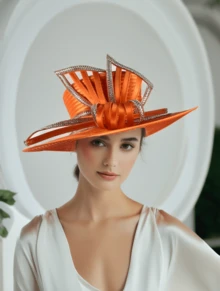 Box Packaging Fashion Retro Women's Church Hat With Wide Brim And Rhinestone Decoration Elegant Church Hat Must-Have For Easter, Mother's Day, Wedding Guests And Special Occasions - trái cam - Xem 3