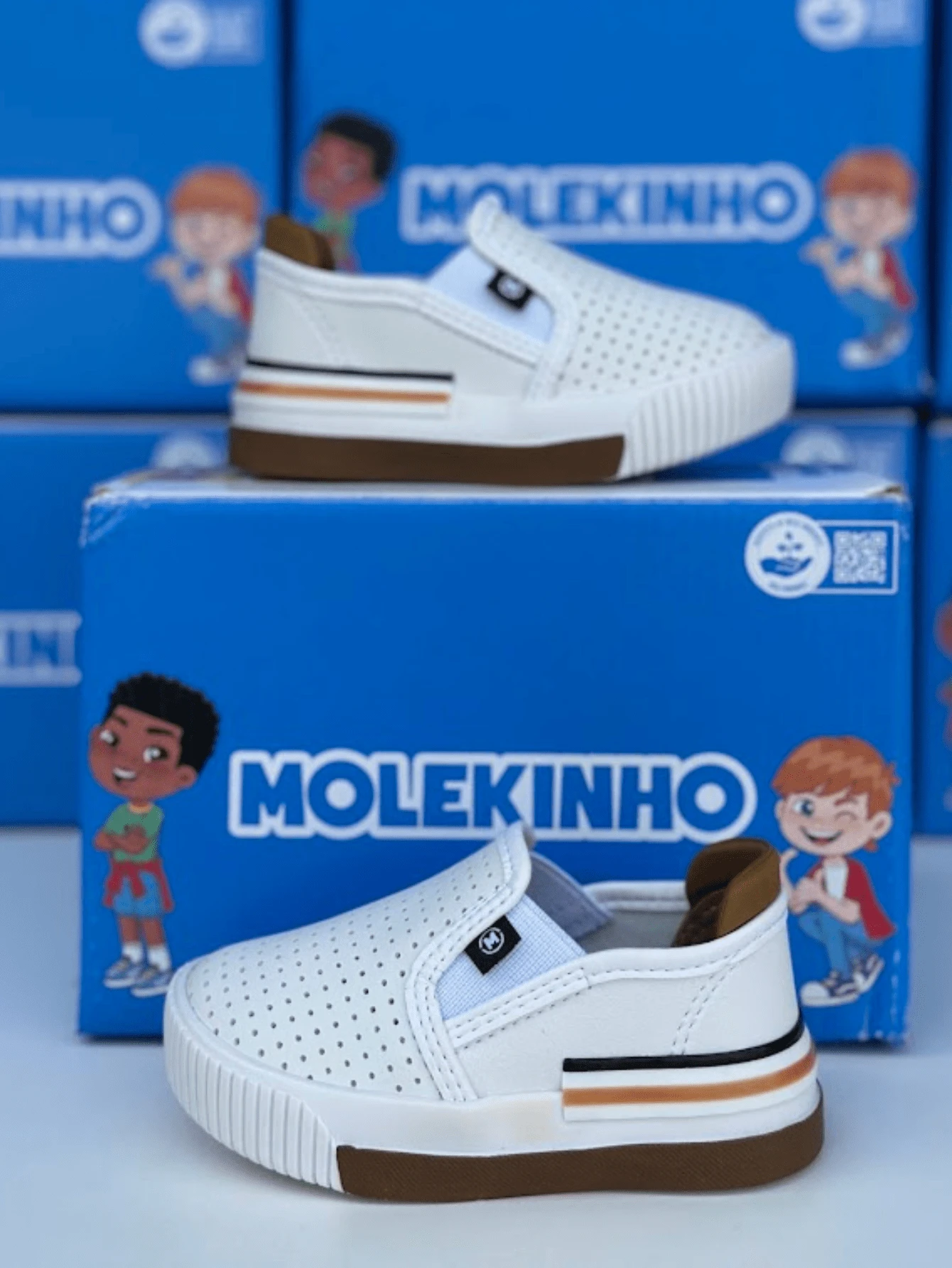 Baby Boy's Shoes Adjustable Children's Sneakers Baby Boy's Shoes Easy Fit Comfortable Molekinho - 白色 - 查看 1
