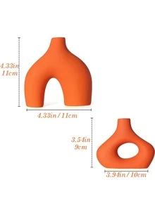 Juego de 2 jarrones de cerámica negra CEMABT para decoración minimalista y bohemia moderna, jarrones redondos mates con forma de rosquilla para pampas, perfectos para decorar la sala de estar, mesa de comedor, oficina, dormitorio, estantería, entrada, consola, decoración del hogar, jarrón de flores, jarrón de vidrio