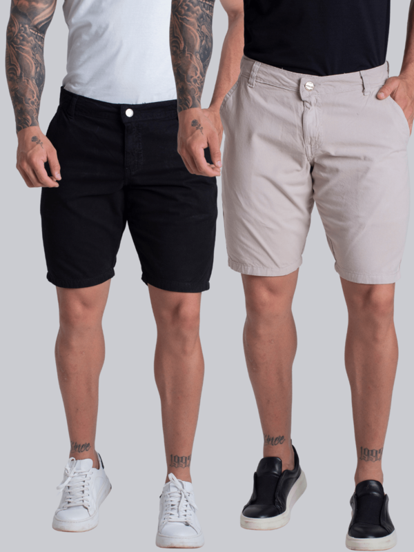 Kit 2 Bermudas Sarja Chino Masculina Bolso Faca Outono Bermuda Brim