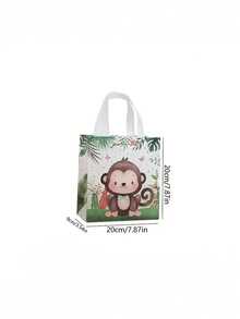 6/12 Peças Sacolas de Presente Aleatórias, Sacolas de Presente para Festa na Selva, Sacolas Não Tecidas, Sacolas de Compras com Estampa de Animais da Floresta, Sacolas de Embalagem de Presentes de Suprimentos de Escritório, Presentes de Festa, Sacolas de Presente e Suprimentos para Festa de Aniversário