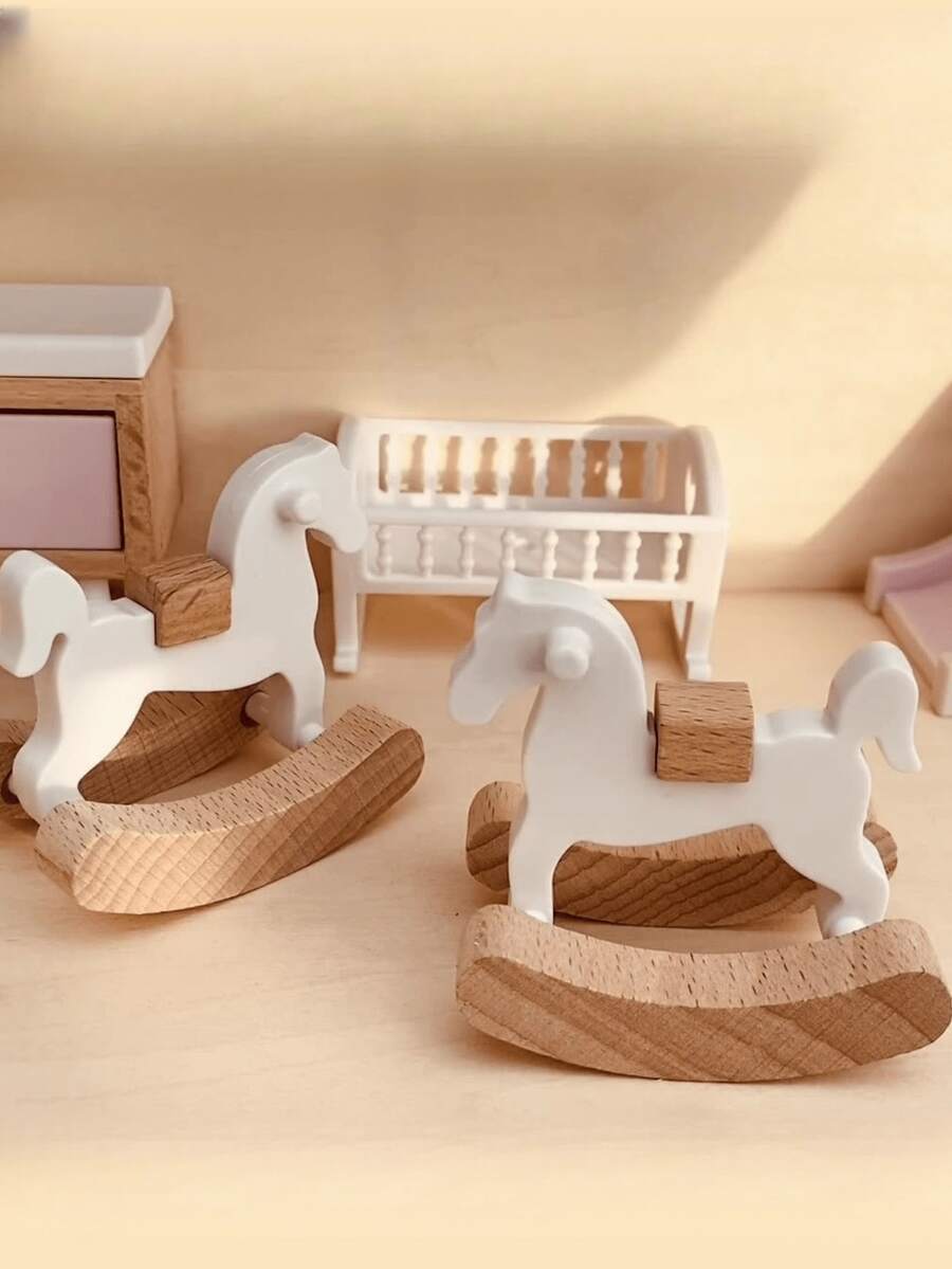 1 件迷你摇摆木马模型装饰品、微型园艺配件、微型庭院场景道具模型、精美工艺品、娃娃屋装饰、微型家居场景 DIY、娃娃屋装饰、爱好者的收藏礼物