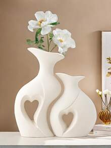 White Ceramic Vase Set Of 2 Home Decor, Minimalist Nordic Bohemian Vase Decoration, Wedding, Living Room, Dining Table, Bedroom, Entryway, Office, Coffee Table Decor Room Decor Flower Vase Glass Vase