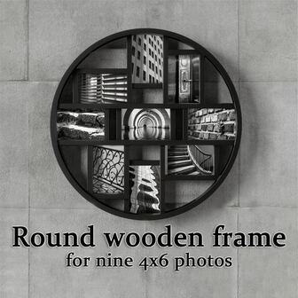 1개 블랙 사출 성형 프레임 | 9개의 4x6 사진 보관 | 현대적인 홈 데코, 갤러리 벽 및 여행 사진을 위한 라운드 콜라주 디자인