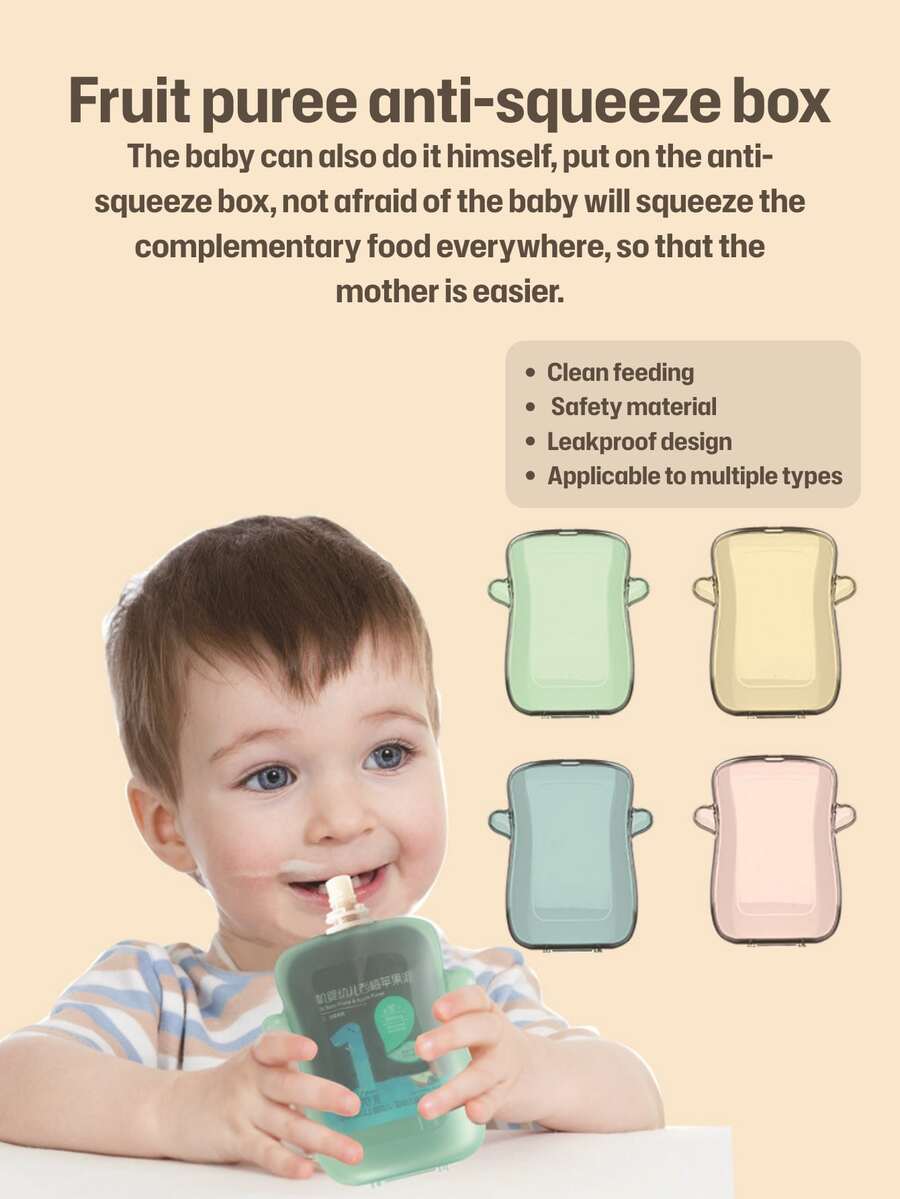 1 paquete de recipientes para puré de alimentos para bebés anti-compresión, sellados y a prueba de fugas para mantener la frescura, con bordes suaves, fáciles de limpiar y reutilizables. Portátil y compacto, con apertura con una sola mano para una alimentación fácil, adecuado para volver al colegio, puede contener puré, yogur, cereales de arroz, perfecto para uso en el hogar, al aire libre y en el jardín de infancia. - Multicolor - Ver 1