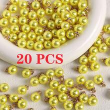 20 piezas/40 piezas/80 piezas Colgante redondo de perla ABS falsa vintage elegante y brillante, manualidades DIY para decoración del árbol de Navidad, accesorios de joyería para mujer para collar, pulsera, pendiente, bolso y cadena, adecuado para trabajo y uso diario