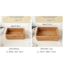 1件/3件天然藤条手工编织收纳篮，零食水果收纳盒，柳条篮，浴室托盘，浴室收纳箱。长方形编织面包篮，桌面和橱柜装饰收纳篮，耐用优雅