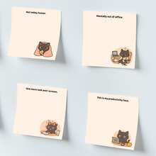 4 piezas de Notas adhesivas divertidas y lindas con gatos negros de 3x3 pulgadas, 50 hojas, notas adhesivas divertidas para la oficina, la escuela, el hogar, útiles escolares, regalo para estudiantes y maestros