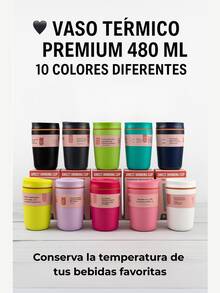 Vaso térmico de acero inoxidable RR-34, termo portátil de 480 ml, accesorio diario para café o té, resistente y elegante, vaso de viaje apto para trabajo y deporte, fácil de transportar - Rosa - Ver 5