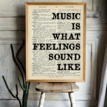 1 pieza Impresión de arte de pared de cita musical de lienzo vintage, "La música es el sonido de los sentimientos" Póster para sala de estar, dormitorio, decoración del hogar, arte de pared sin marco