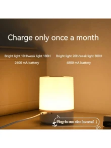 1个便捷床头灯，USB供电/可充电，两种供电模式，触摸控制，可调节暖光色温，小型台灯，便携式 - 白色 - 查看 11