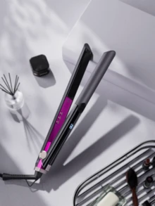 Prancha alisadora de cabelo de 1 polegada com placas flutuantes 3D de cerâmica, chapinha e modelador de cachos 2 em 1 com 15 temperaturas para todos os tipos de cabelo, chapinha com visor LCD, bivolt, desligamento automático, presente de Natal para mulheres.